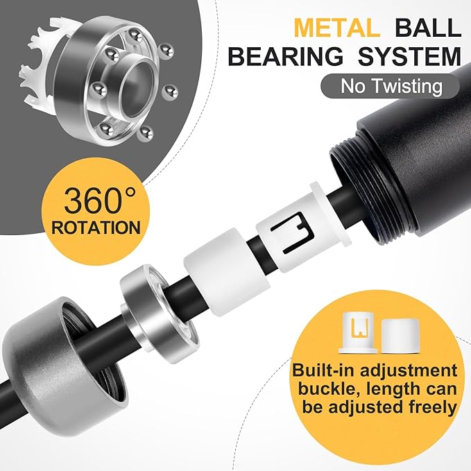 1LB Weighted Jump Ropes for fitness Women Men, Aluminum Handles for MMA, Boxing, CrossFit, Weight-loss Workouts, Tangle-Free Ball Bearing Rapid Speed Skipping Jump Rope with Adjustable 9mm Cotton & PVC Cord-StrideForce Fitness