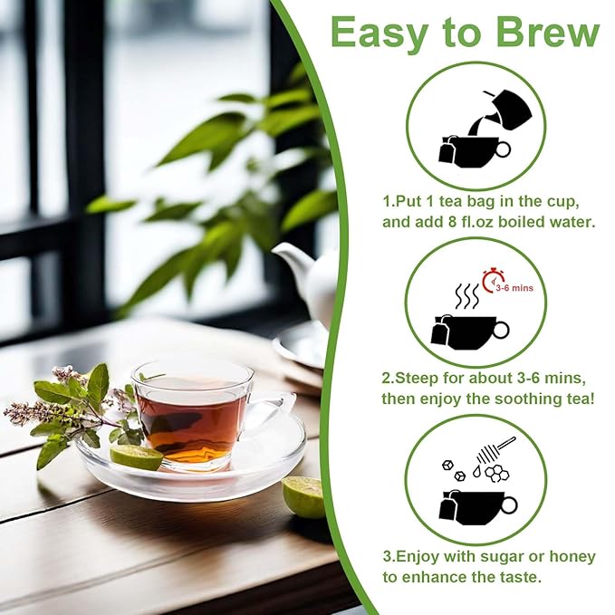 TEARELAE - Holy Basil Tea Bags - 60 Count - 100% Pure Natural Holy Basil Leaves - Aid in Digestion, Boost Immune System - Non-GMO - Caffeine-Free-StrideForce Fitness