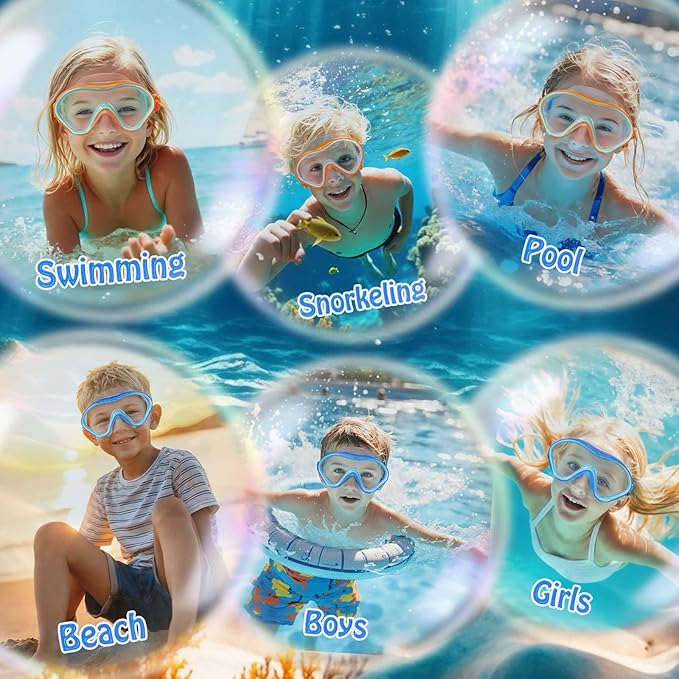 Kids Swim Goggles with Nose Cover -Diving Mask Leak-Proof Design for Boys Girls Ages 5-15 | Anti-Fog & UV Protection Swimming Glasses-StrideForce Fitness