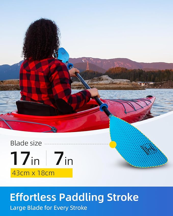 OCEANBROAD Kayak Paddle 86in/218cm, 90.5in/230cm Alloy Shaft 2-Piece Floatable Kayak Oar for Kayaking Canoeing Boating-StrideForce Fitness