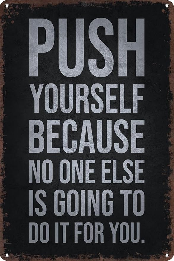 Funny Gym Decor Vintage Metal Signs Push Yourself Retro Tin Sign for Workout Room Decor Home Gym Decor Motivational Wall Art 12x8 Inch-StrideForce Fitness