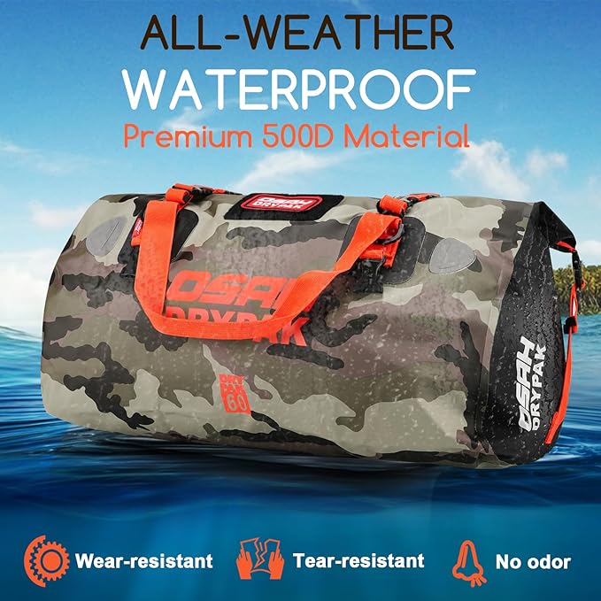 Waterproof Duffel Bag - Motorcycle Dry Bag Tail Bag with Large Storage Space, Waterproof Luggage Duffle Bags with Outer Mesh Zipper Pocket for Camping, Kayaking, Fishing & Traveling-StrideForce Fitness