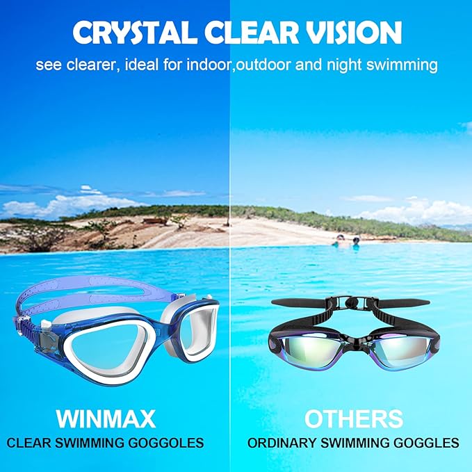 WIN.MAX Polarized Swimming Goggles Swim Pool Goggles Anti Fog Anti UV No Leakage Clear Vision for Men Women Adults Teenagers-StrideForce Fitness