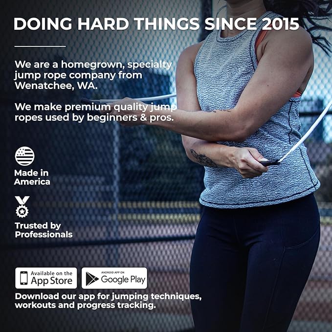 Elite Jumps - Do Hard Things 1” Beaded Jump Ropes - Strong & Durable Materials - Resize & Adjust - Fitness & Cardio Training - Improve Rhythm, Speed, Agility-StrideForce Fitness