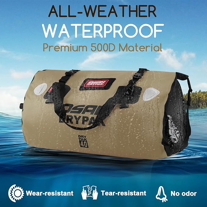 Waterproof Duffel Bag - Motorcycle Dry Bag Tail Bag with Large Storage Space, Waterproof Luggage Duffle Bags with Outer Mesh Zipper Pocket for Camping, Kayaking, Fishing & Traveling-StrideForce Fitness
