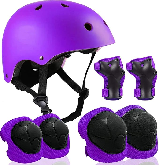 Adjustable Helmet for Ages 3-16 Kids Toddler Boys Girls Youth,Protective Gear with Elbow Knee Wrist Pads for Multi-Sports Skateboarding Bike Riding Scooter Inline skatings Longboard Roller Skate-StrideForce Fitness