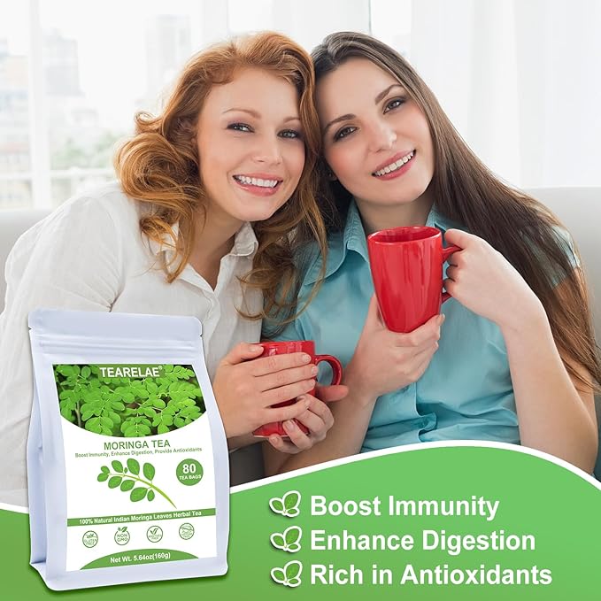 TEARELAE - Moringa Tea - 2g x 80 Count - Premium Moringa Leaves Tea Bags - Boost Immunity, Aid in Digestion - Non-GMO - Caffeine-Free-StrideForce Fitness