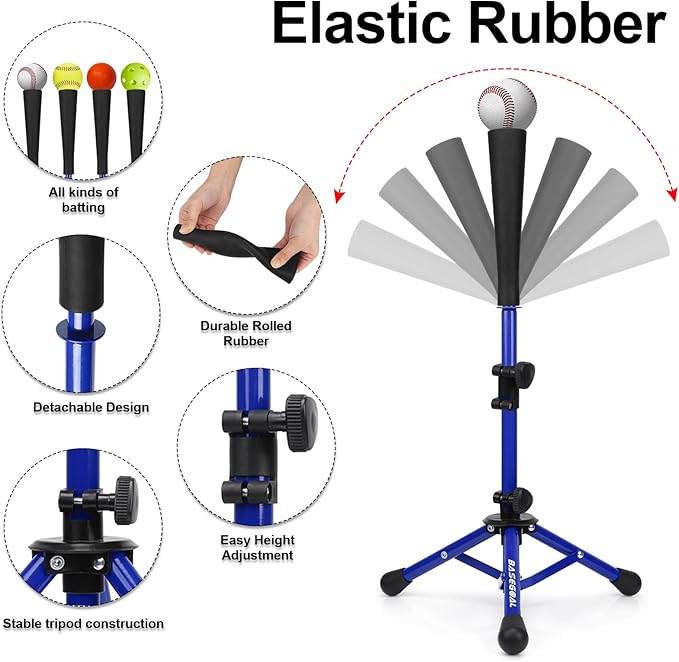 Baseball Tee for Kids,Youth Stand Set,Teeball Set,Youth Baseball,Softball Batting Tee Set,Easy Adjustable Height-StrideForce Fitness