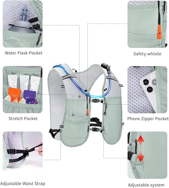 ECOHUB Running Hydration Vest Backpack,Lightweight Breathable Pack with 2L Water Bladder Bag Daypack for Hiking Trail Running Cycling Race Marathon for Women Men-StrideForce Fitness