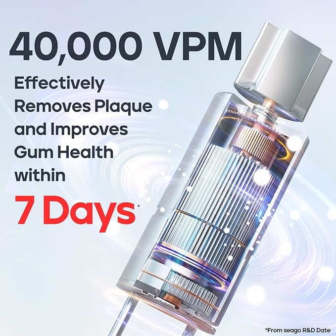 SEAGO Electric Toothbrush, Rechargeable Toothbrush for Adults Sensitive Teeth, 8 Brush Heads, 5 Modes with Teeth Whitening, Endurance 30 Days, Kids Electric Toothbrushes 6-12, SG-958(Black)