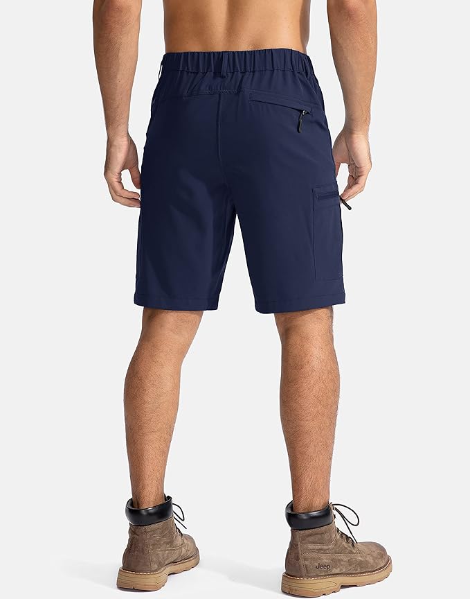 Pudolla Men's Hiking Cargo Shorts 9" Lightweight Outdoor Work Shorts for Men Travel Golf Camping Casual with 5 Zipper Pockets-StrideForce Fitness