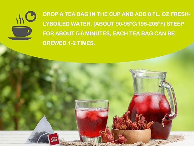 Samcci - Hibiscus Tea Bags, 50 Teabags - Premium dried hibiscus flower for tea - flor de jamaica natural - Non-GMO - Caffeine-free - Rich in Antioxidants & Support Digestion-StrideForce Fitness