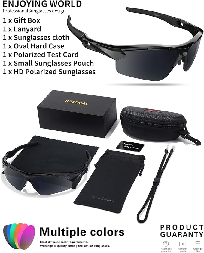 Polarized Sports Sunglasses for Men Women,UV400 Protection Sunglass for Running Cycling Fishing Hiking TR90-StrideForce Fitness