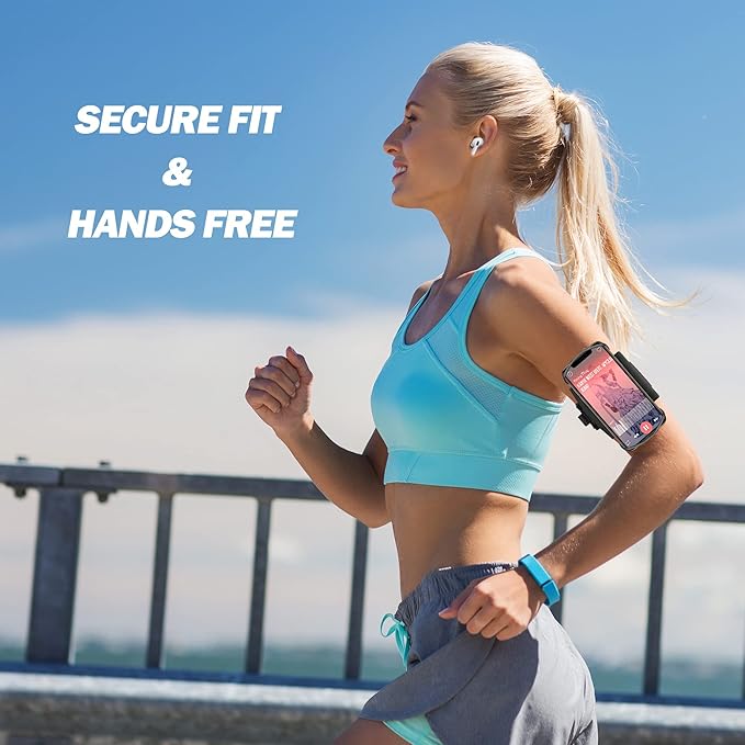 Cell Phone Running Armband - Detachable & 360° Rotatable Universal Cellphone Arm Band for iPhone 17 16 15 14 13 Pro Max Plus Samsung Galaxy Note S24 S23 for Workout Exercising Walking Jogging-StrideForce Fitness