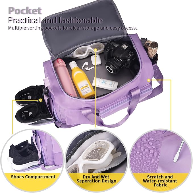 FIORETTO Women's Gym Duffle Bag with Shoes Compartment, 37L Capacity, Ideal for Travel, Gym, Sports, Duffel, Weekender-StrideForce Fitness