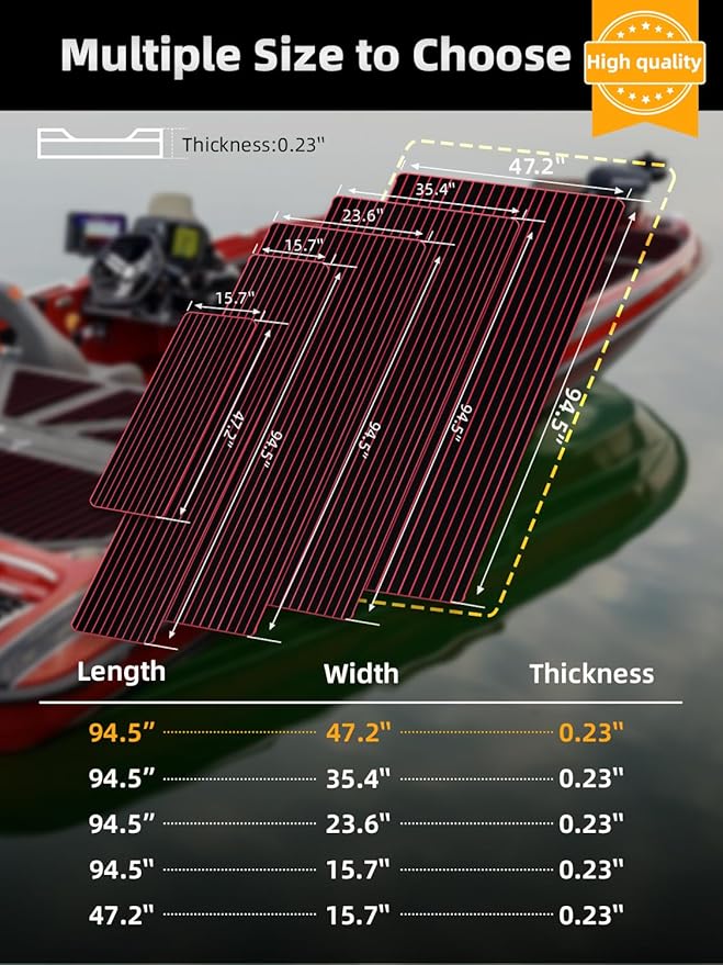 FOCEAN Boat Flooring EVA Foam Boat Decking Faux Teak Marine Flooring Boat Mat Boat Carpet Sheet for Motorboat RV Yacht Kayak Surfboard, 94.5"x 47.2"/35.4"/23.6"/15.7"-StrideForce Fitness