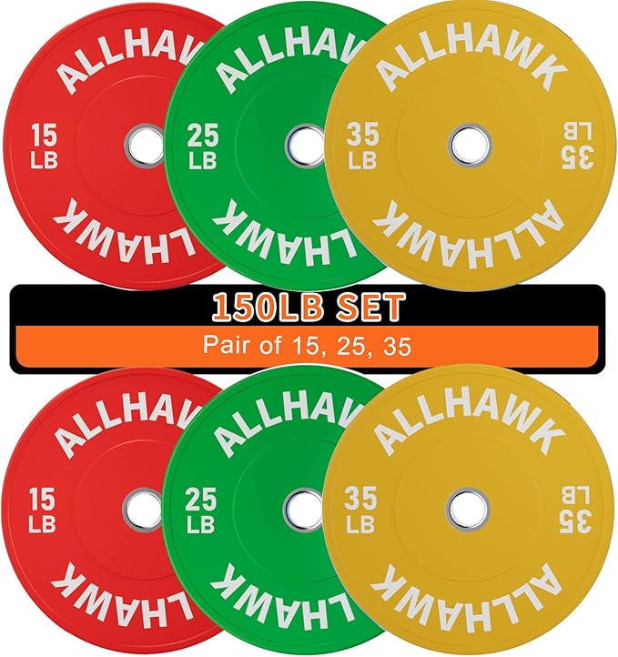 Colored Olympic Weight Plates, 2-inch Rubber Bumper Plate Set for Home Gym Barbell Weight Lifting and Strength Training-StrideForce Fitness