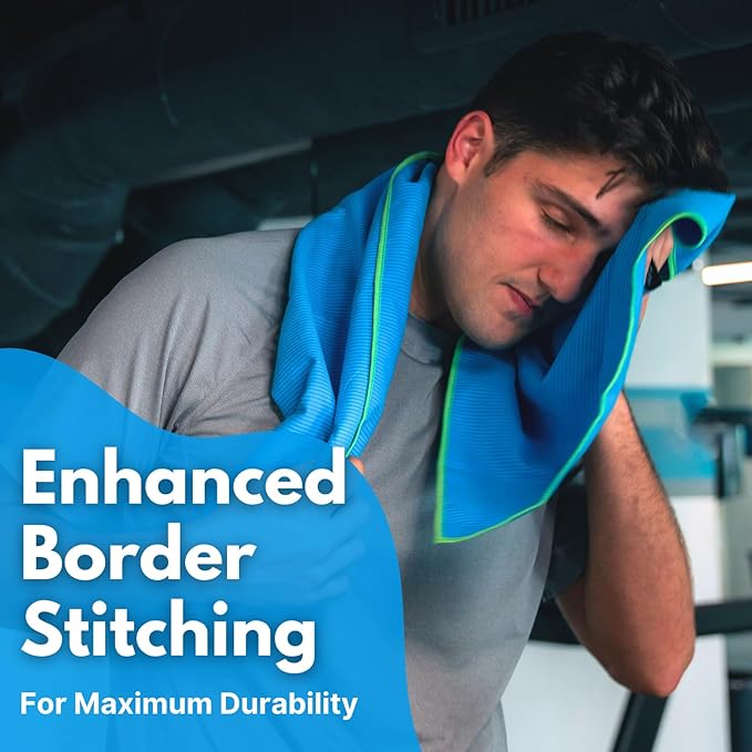 ECCOSOPHY Microfiber Beach Towel – Quick Dry Gym Towel, Highly Absorbent with Ribbed Texture, Lightweight – Ideal for Travel, Pool, Yoga, Fitness & Outdoor Adventures – 40x20 Azure-StrideForce Fitness