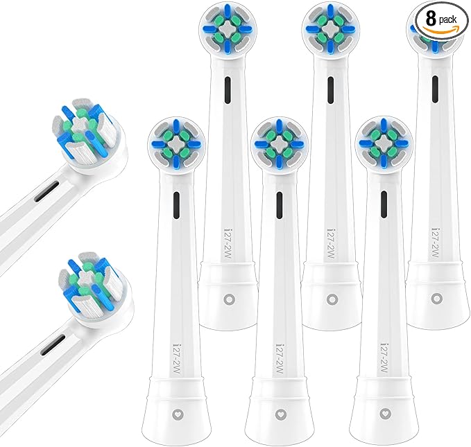 8pcs iO Replacement Heads Compatible with Oral B iO,iO Series Electric Toothbrush Heads Compatible with Oral B iO 2/3/4/5/6/7/8/9/10,Medium Bristles for Effective Plaque Removal(White)