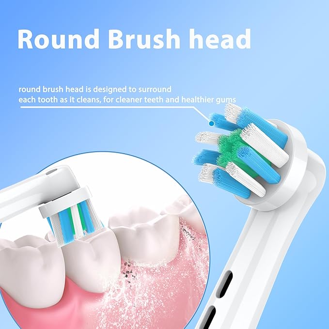 Replacement Heads Compatible with Oral B Braun Pro 100, 500, 1000, Vitality, Smart, Genius, Cross Bristles for Deeper Plaque Removal, Pack of 12 Electric Toothbrush Heads Refills, White