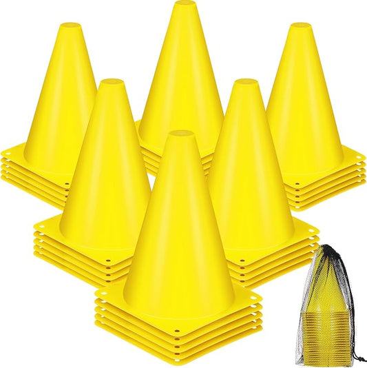 Syhood 30 Pack 7 Inch Plastic Traffic Cones Sports Training Agility Marker Mini Cones for Soccer, Skating, Football, Basketball, Indoor and Outdoor Games Sports Practice Equipment