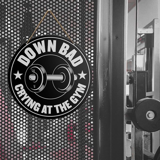 Gym Sign Decor, Home Gym Sign, Workout Room Fitness Room Decor Gym Sign Decoration, Gym Gift for Trainer Exercise Lover, Down Bad Crying at The Gym-StrideForce Fitness