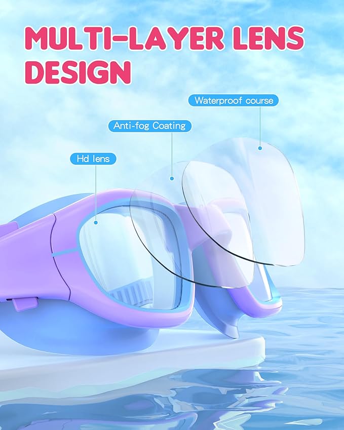 Kids Swim Goggles,Swimming Goggles for Kids 6-14, Anti-Fog UV Protection Pool Glasses for Boys Girls-StrideForce Fitness