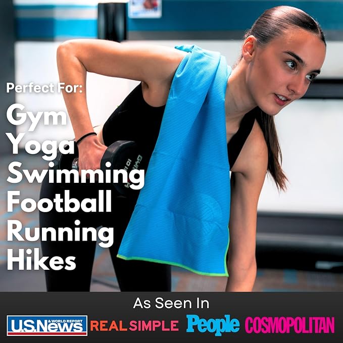 ECCOSOPHY Microfiber Beach Towel – Quick Dry Gym Towel, Highly Absorbent with Ribbed Texture, Lightweight – Ideal for Travel, Pool, Yoga, Fitness & Outdoor Adventures – 71x35 Azure-StrideForce Fitness