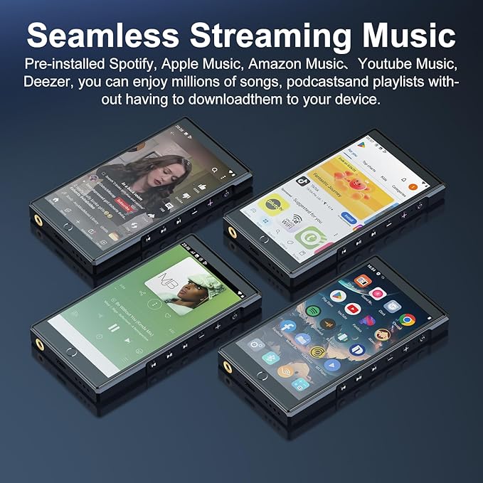 Keenplus144GB MP3 Player with Bluetooth and WiFi, C4 Plus Android 13 HiFi MP3 Player Spotify 4.3" FHD Zinc Alloy Panel Touch Screen, MP4 Players,Music Player with Spotify,Pandora,Amazon Music-StrideForce Fitness