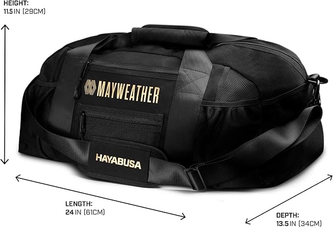 Hayabusa Mayweather Mesh Gym Bag - Black/Gold, 70L-StrideForce Fitness