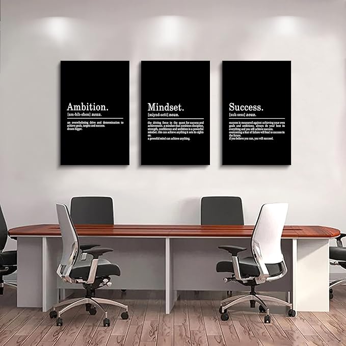 Inspirational Canvas Painting Wall Art -EPHANY ART,Mindset Quotes Prints, Success Framed Entrepreneur Poster Positive Quotes Wall Poster for Home Office Workplace (M-3pcs,12x16inchx3pcs)-StrideForce Fitness