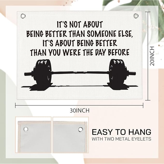 It's Not About Being Better Than Someone Else Gym Motivational Wall Art Banner Dorm Posters Gifts for Guys Men Women Gym Flag Decor for Home Gym Bedroom Workout Room 30x20 Inchs-StrideForce Fitness