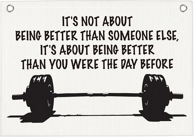 It's Not About Being Better Than Someone Else Gym Motivational Wall Art Banner Dorm Posters Gifts for Guys Men Women Gym Flag Decor for Home Gym Bedroom Workout Room 30x20 Inchs-StrideForce Fitness