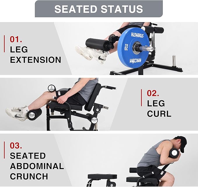 ANICZON Leg Extension and Curl Machine, Leg Rotary Extension for Thigh with Adjustable Seat & Backrest, Lower Body Leg Machine with Plate Loaded for Home Gym-StrideForce Fitness
