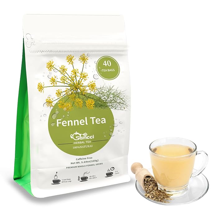 Samcci - Fennel Tea,4g×40 Teabags,100% Natural & Pure Fennel Seeds Herbal Tea - Non-GMO - Caffeine-free - Helps Improve Digestion & Immune System-StrideForce Fitness