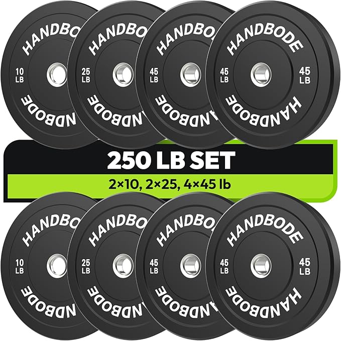 Bumper Plates 2 - Inch Olympic Weight Plate Set for Barbell, 10-55 lb Rubber Weights Sets for Home Gym, Strength Training Plate, Weight Lifting, Black-StrideForce Fitness