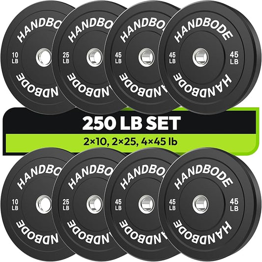 Bumper Plates 2 - Inch Olympic Weight Plate Set for Barbell, 10-55 lb Rubber Weights Sets for Home Gym, Strength Training Plate, Weight Lifting, Black-StrideForce Fitness