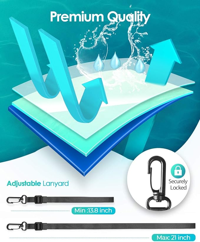 Hiearcool Universal Waterproof Phone Pouch,Underwater Dry Bag for iPhone 17 16 15 14 13 Pro Max XS Plus up to 8.3",IPX8 Cell Phone Case for Cruise Travel Essentials-Black&Clear-2Pack-StrideForce Fitness