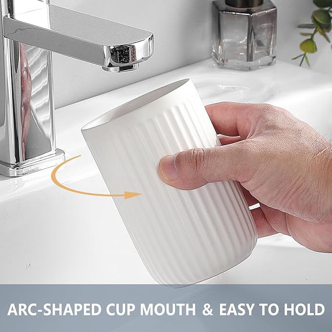 White Toothbrush Holders for Bathrooms - 1 Cups Ceramic Toothbrush Toothpaste Holders, White Bathroom Tumbler Cups Reusable Toothbrush Mouthwash Cup, Bathroom Counter Organizer.