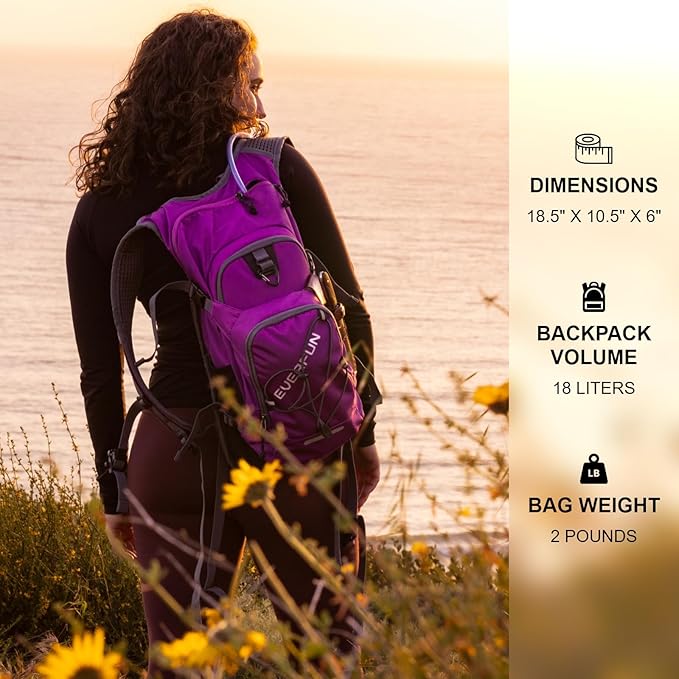 Everfun Hydration Backpack 18L with Water Bladder 2L/3L Hiking Water Backpack Women Men Hydration Pack Insulated Lightweight Day Hydropack with Storage for Hiking, Biking, Running, Festival-StrideForce Fitness