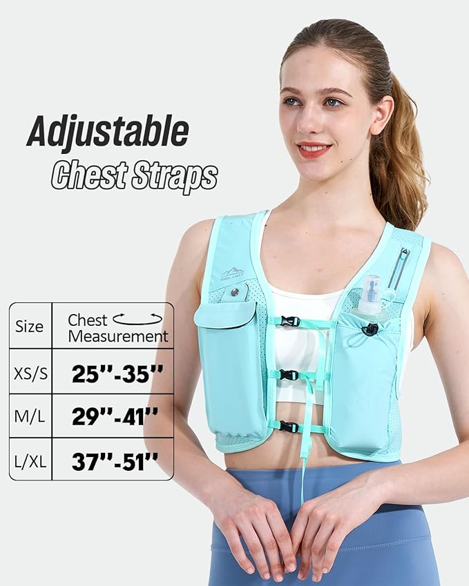 Running Vest for Women Men, USA Original Patent, Adjustable Chest Straps Running Hydration Vest with 500ml Soft Flask, Lightweight Reflective Hydration Backpack for Marathon-StrideForce Fitness