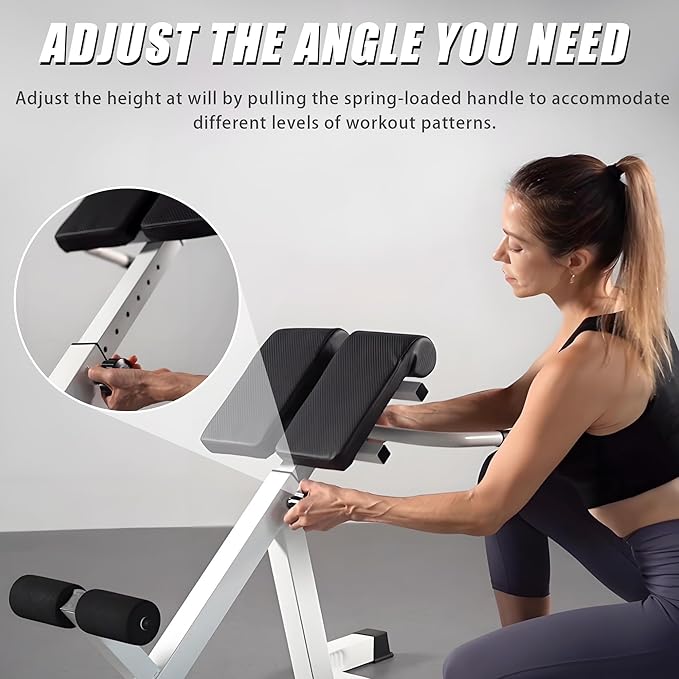 Roman Chair Back Extender - Angle & Height Dual Adjustable Hyperextension Bench for Home Gym - Adjustable Back Exercise Machine-StrideForce Fitness