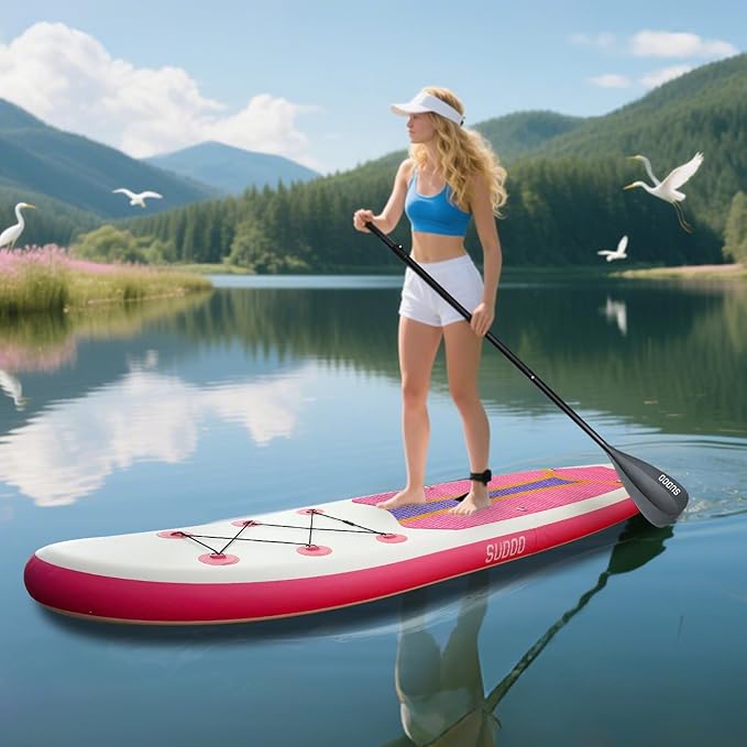 Inflatable Stand Up Paddle Board 10‘x30‘‘- Ultra-Light SUP with Backpack, Pump, Paddle, Coil Leash, 3 Fins, Repair Kit, Stable Design, Non-Slip EVA Deck for Adults & Youth-StrideForce Fitness