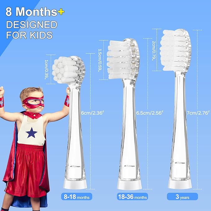 TEETECK 5 Pack Kids Toothbrush Replacement Heads Compatible with SEAGO- 513/977/EK6,Compatible with Brush-Baby WildOnes/KIDZSONIC（Not BabySonic Series）,Compatible with Dada-Tech-BB1/977/K6