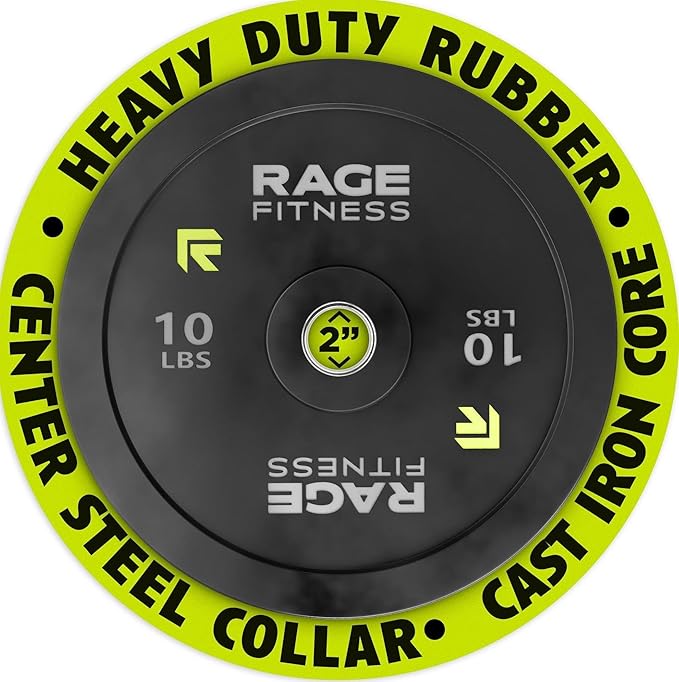 Olympic Bumper Plates, Rubber Formula With Steel Insert (10lb, 15lb, 25lb, 35lb, 45lb - SOLD INDIVIDUALLY), Olympic Weight Plates for Strength Training, Bench Press, Squats, Powerlifting-StrideForce Fitness