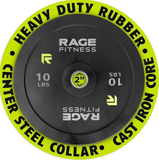 Olympic Bumper Plates, Rubber Formula With Steel Insert (10lb, 15lb, 25lb, 35lb, 45lb - SOLD INDIVIDUALLY), Olympic Weight Plates for Strength Training, Bench Press, Squats, Powerlifting-StrideForce Fitness