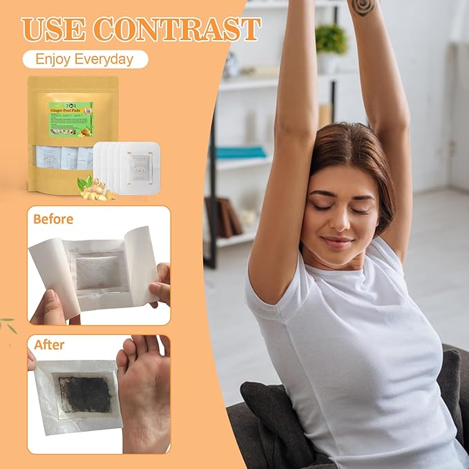 2 in 1 Foot Pads, 120 Pads Tear and Use Pure Ginger Bamboo Wormwood Foot Pads, Bigger Adhesive ''Stay in Place'' Goodnight Pads-StrideForce Fitness