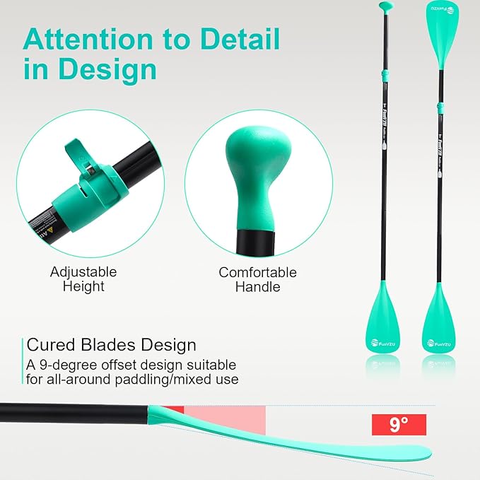 SUP Paddle, Stand Up Paddle Board Paddle Lightweight Adjustable 4-Piece Aluminium Kayak Paddles, Unique Lock Design Floating Alloy Shaft Paddle for Paddle Board-StrideForce Fitness