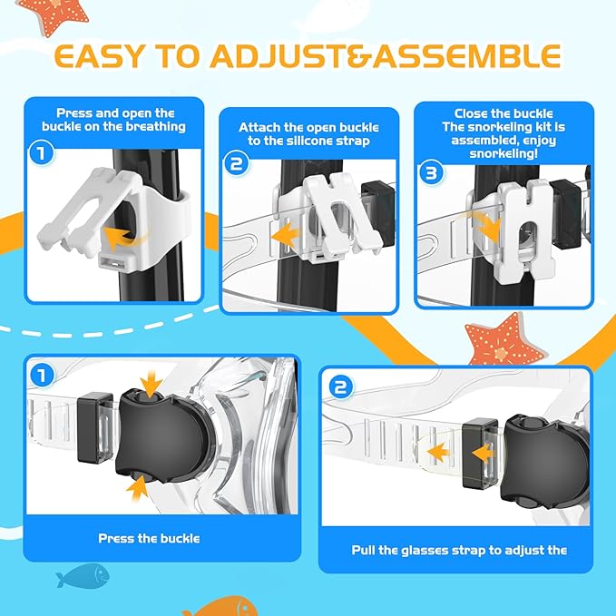 Snorkeling Gear, Dry Snorkel Set180° Panoramic Wide View,Anti-Fog Scuba Diving Mask, Professional Snorkeling Gear for Free Breathing, Swimming, Diving-StrideForce Fitness