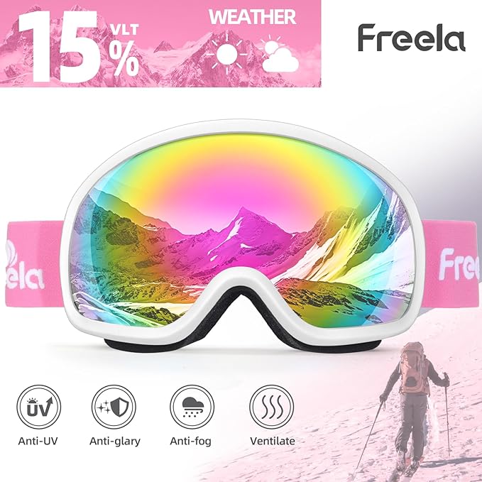 Freela Ski Goggles OTG Men Women, Over Glasses Snow Snowboard Sports Goggles for Adult Youth 100% UV400 Protection Anti Fog-StrideForce Fitness